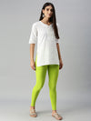 De Moza Women's Premium Ankle Length Leggings Solid Cotton Lime - De Moza