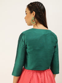 De Moza Womens Ethnic Jacket Bottle Green