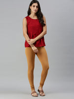 De Moza Ladies Churidar Leggings Solid Cotton Biscut - De Moza