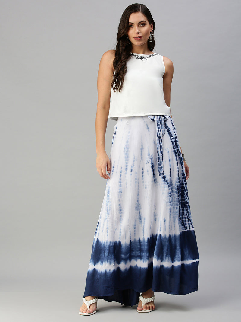 De Moza Women's Printed Skirt Indigo