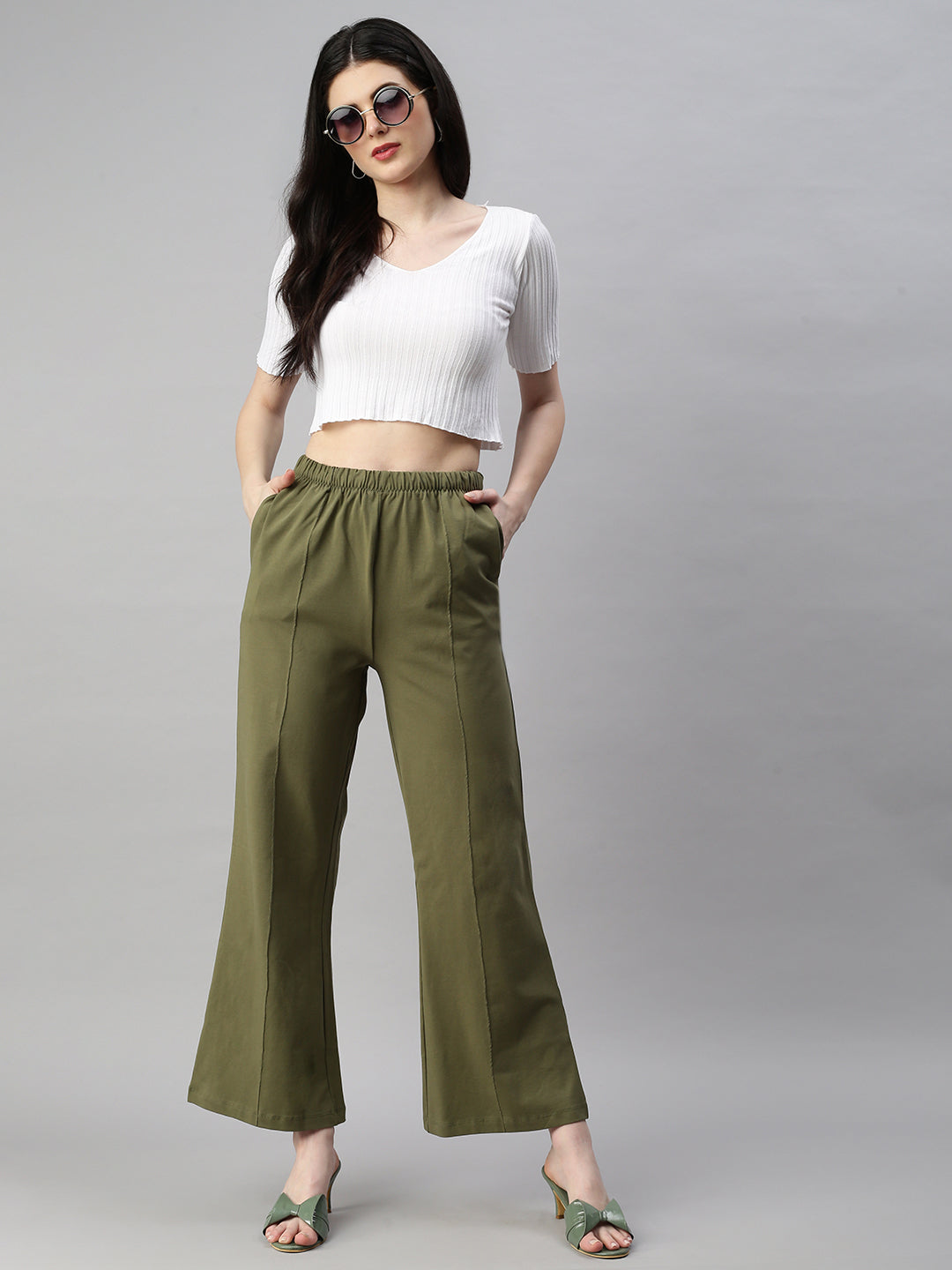 De Moza Women’s Flared Pant Olive Green