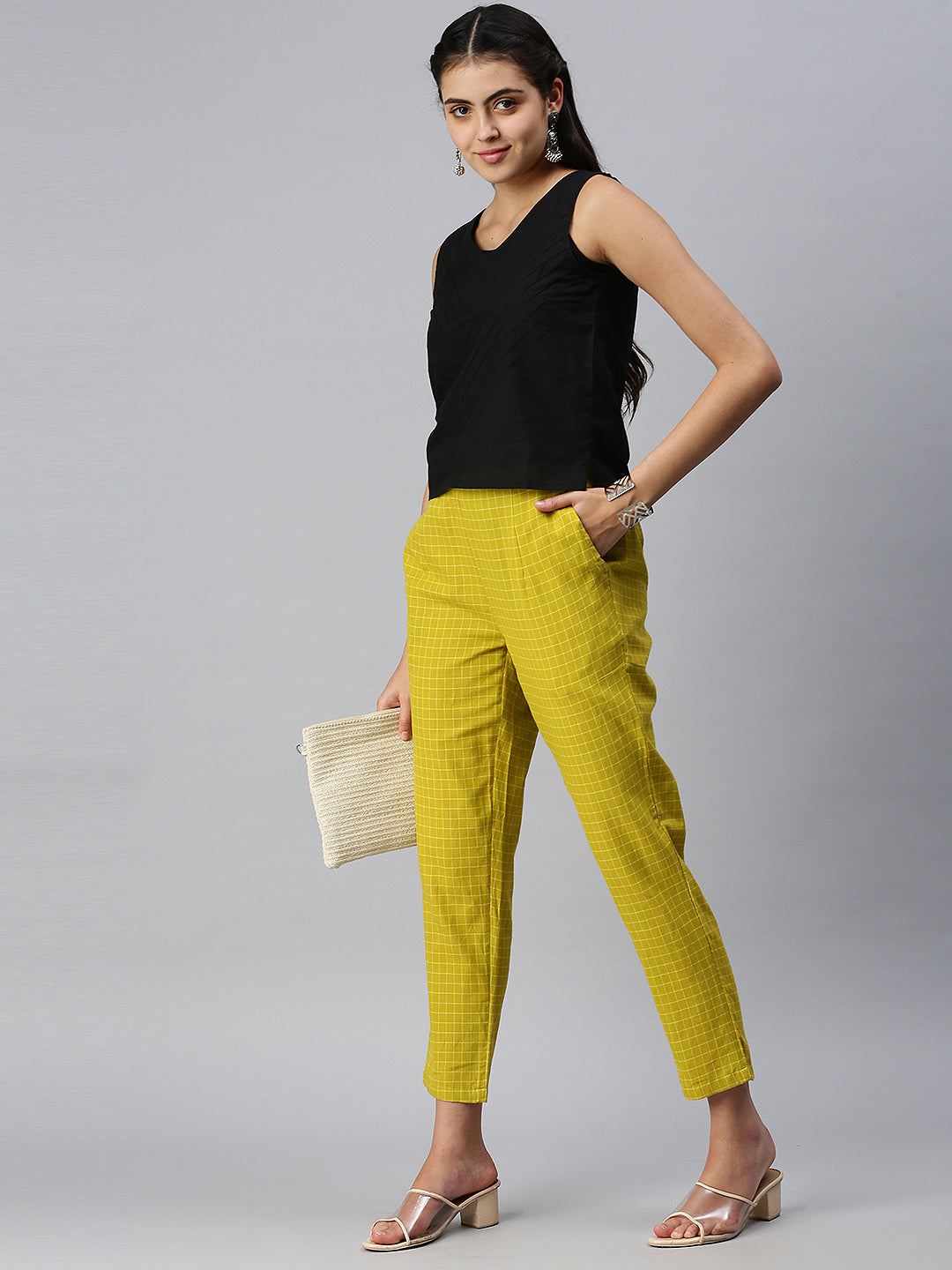Buy Aks Yellow Solid Cigarette Trousers Online at Best Prices in India -  JioMart.