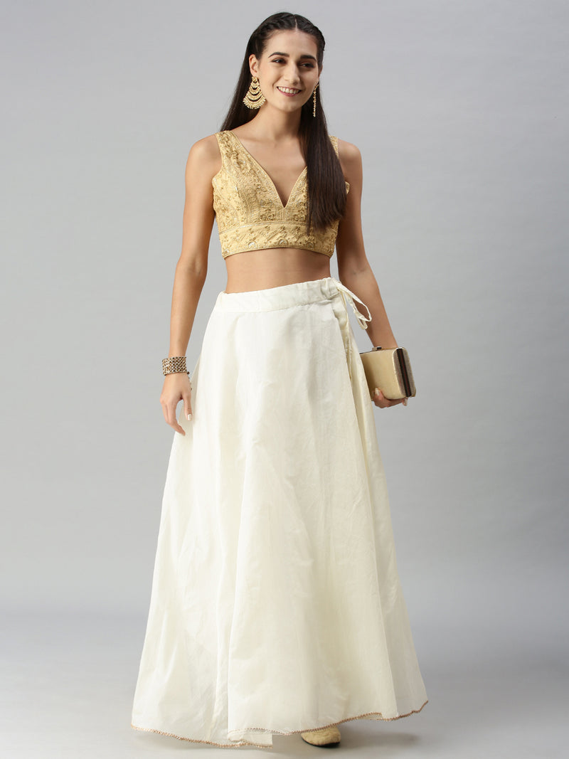 De Moza Ladies Skirt  Solid Polyester Offwhite - De Moza