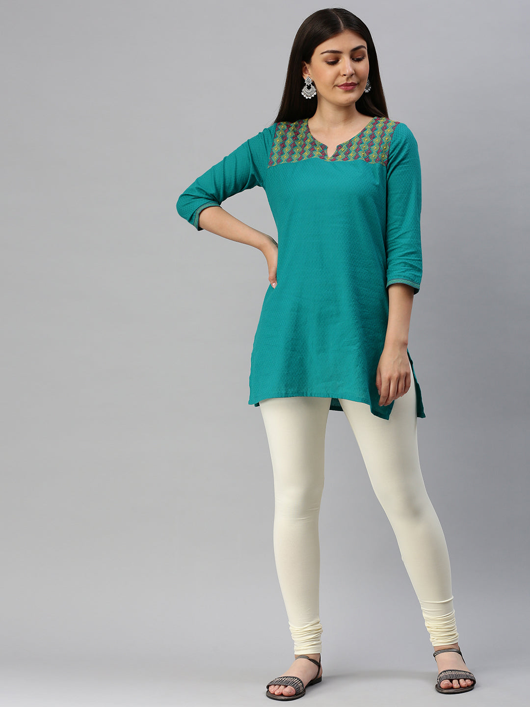 De Moza Women's Premium Churidhar Leggings Solid Cotton Ecru - De Moza (6679540695103)