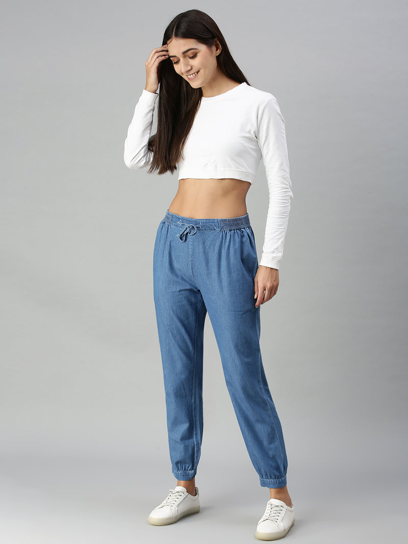 De Moza Ladies Harem Pant Mid Enzyme Blue