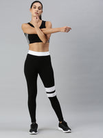 De Moza Ladies Active Wear Leggings Solid Cotton Black - De Moza