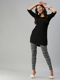 De Moza Women’s Printed Ankle Leggings Black