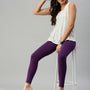 De Moza Womens Ankle Length Leggings Solid Cotton Purple