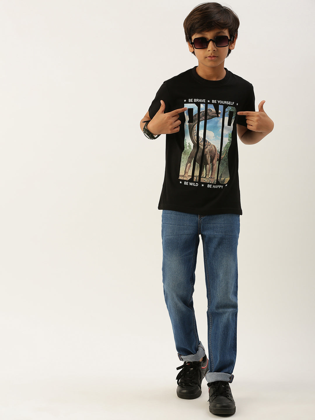 Pack of 2 Pipin Boys Printed T-shirts Black & Light Blue