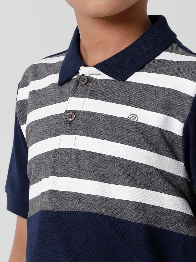 Kids - Boys Printed Half Sleeve T-Shirt Dark Navy Blue