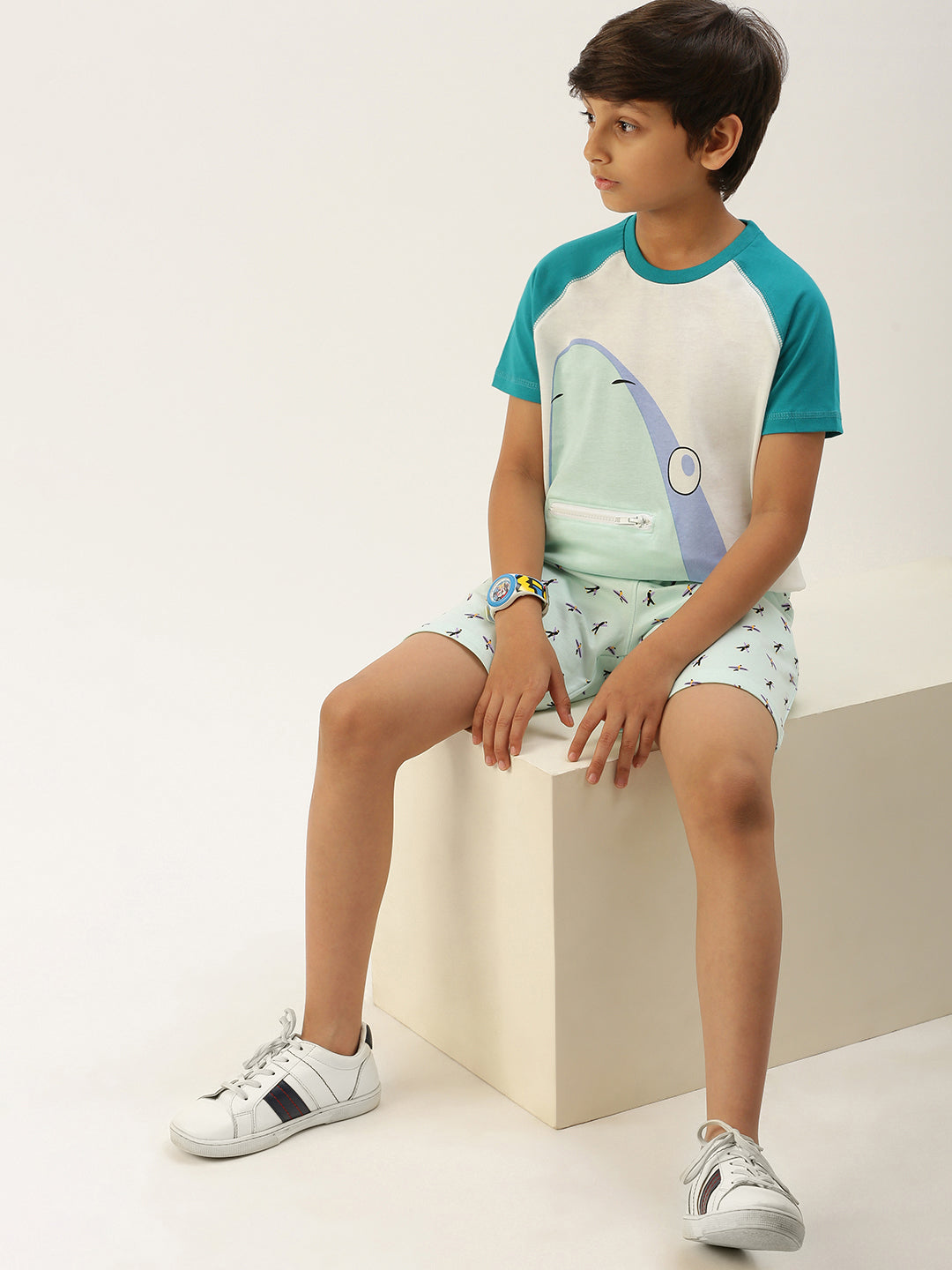 Pack of 2 Pipin Boys Printed T-shirts Teal Green & Yellow