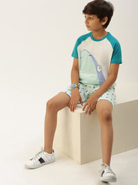 Pack of 2 Pipin Boys Printed T-shirts Teal Green & Yellow