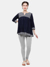 De Moza Ladies Ankle Length Leggings Solid Cotton Grey Melange - De Moza