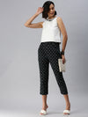 De Moza Ladies Printed Straight Pant Black