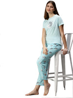 De Moza Ladies Printed Pyjama Pant Blue