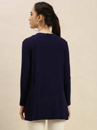 De Moza Ladies Long Length Shrug Navy Blue