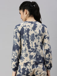 De Moza Ladies Printed Sweatshirt Navy Blue