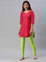 De Moza Women's Premium Churidhar Leggings Solid Cotton Leaf Green - De Moza (6679540760639)