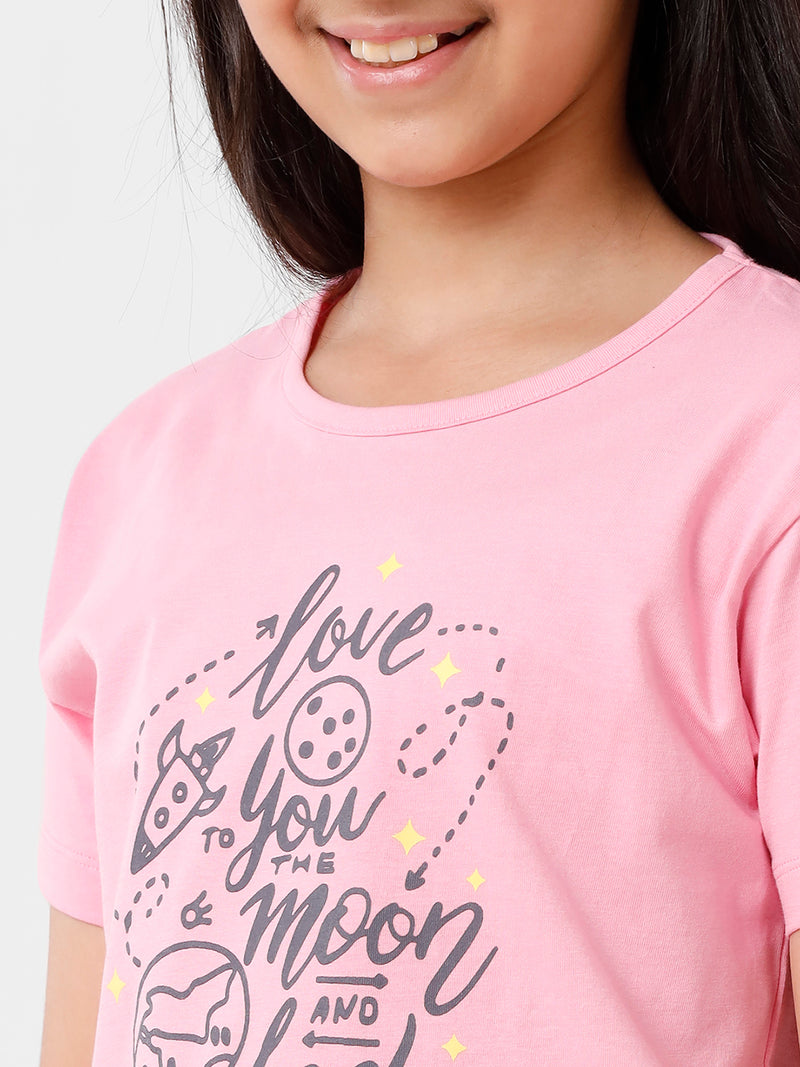 Kids – Girls Printed Pyjama Set Prism Pink