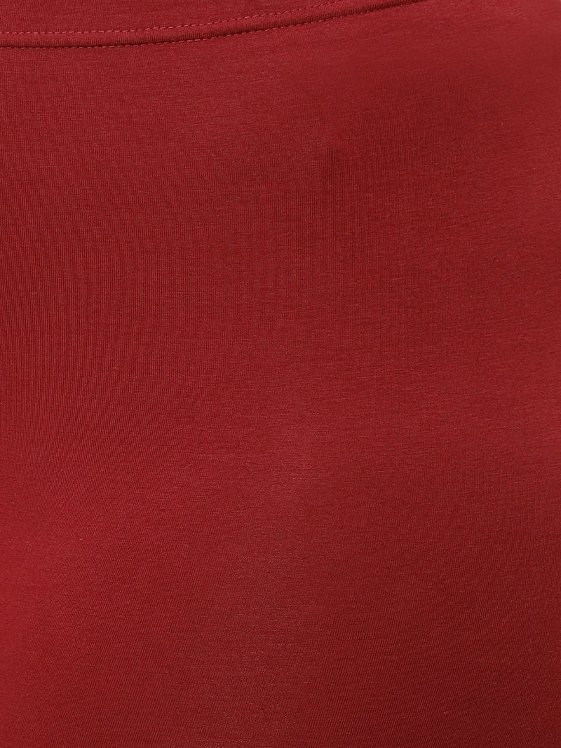 De Moza Ladies Plus Ankle Length Leggings Solid Cotton Maroon - De Moza