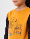 Kids - Girls Printed Sweatshirt Dark Mustard