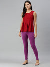 De Moza Ladies Leggings Ankle Length Solid Cotton Light Purple - De Moza