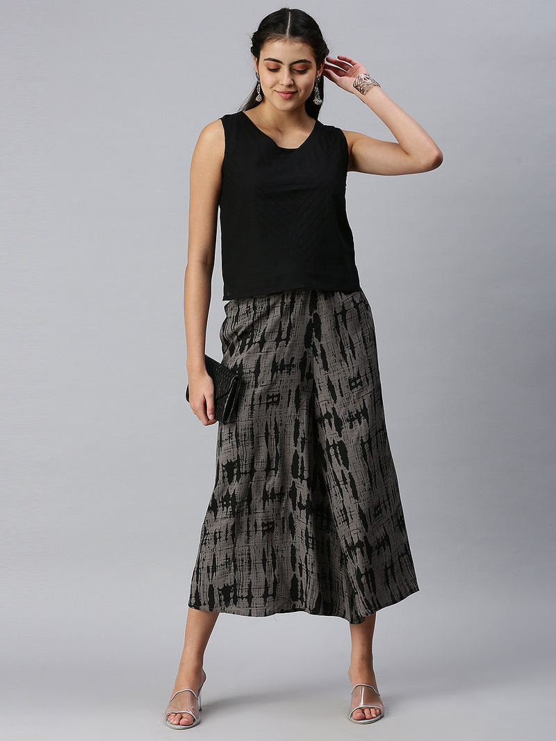De Moza Women’s Printed Culottes Dark Grey