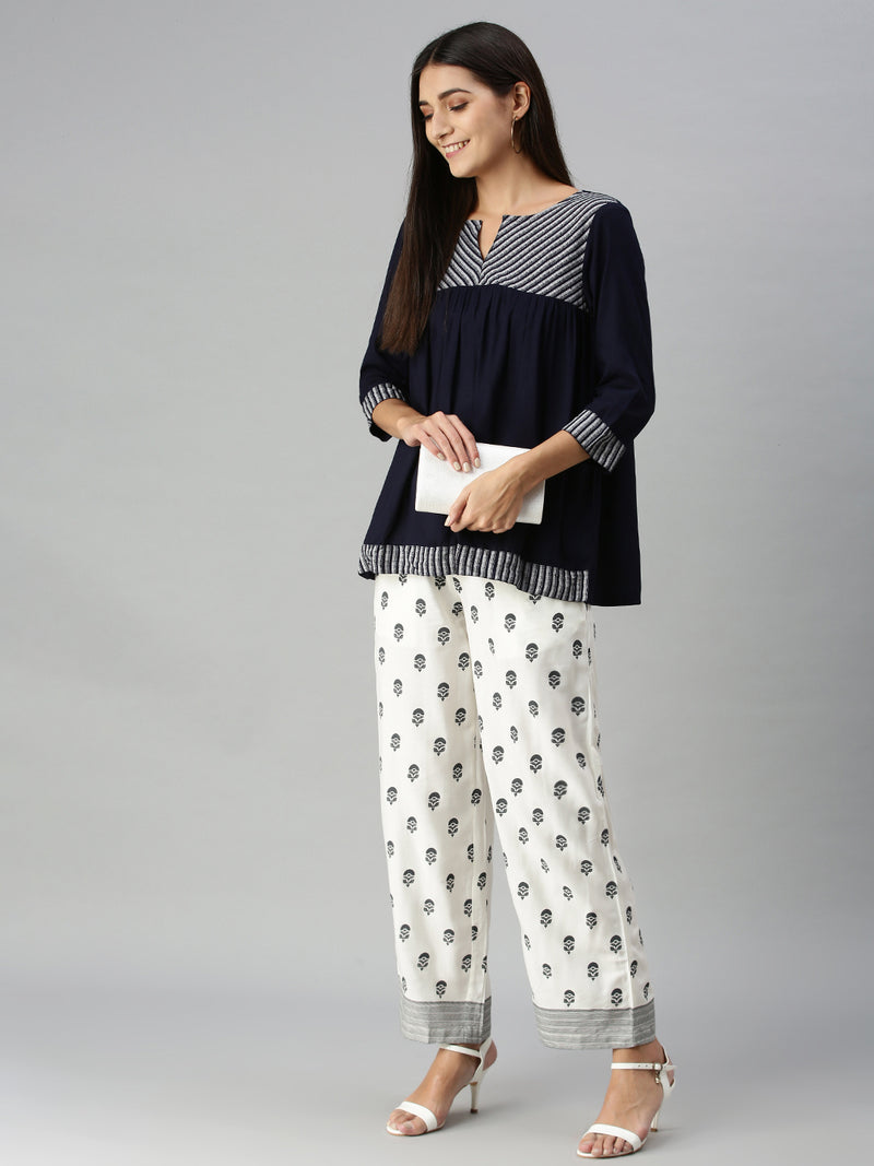De Moza Ladies Printed Palazzo Natural
