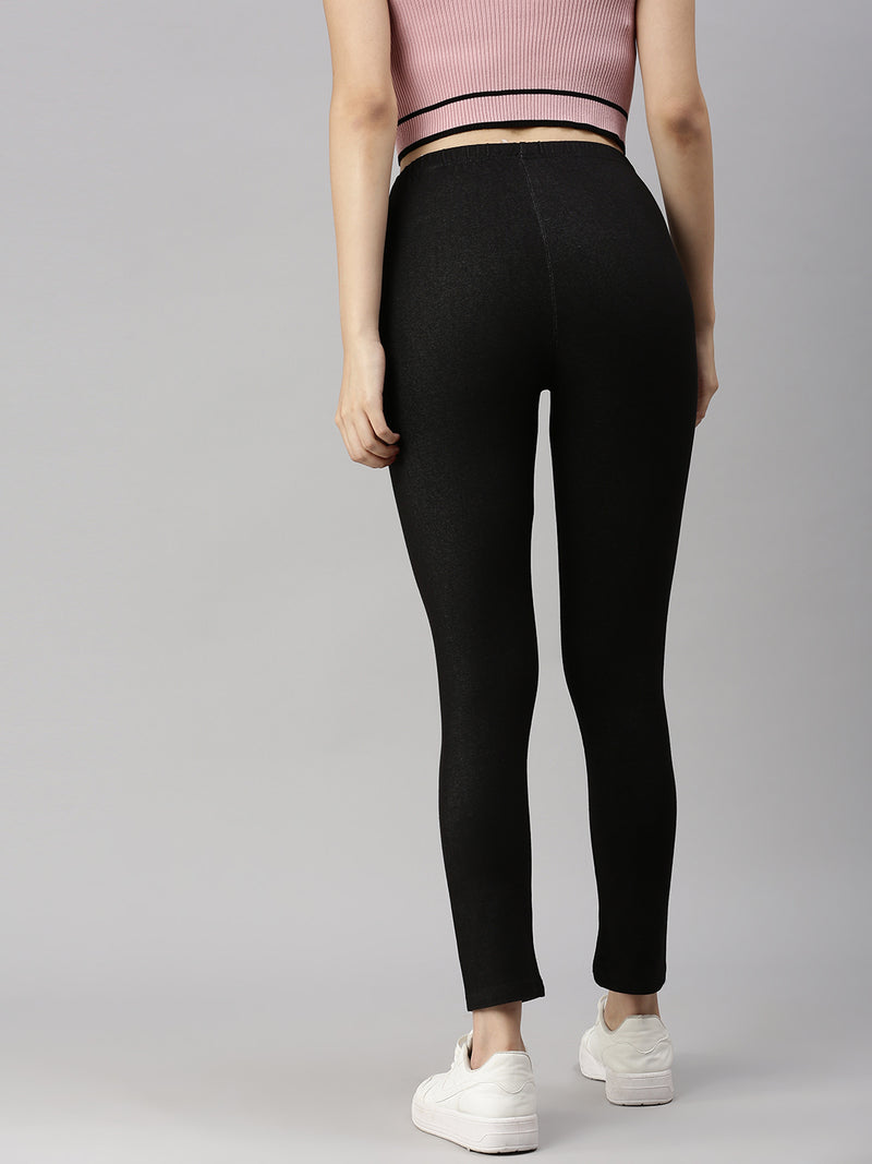 De Moza Women's Denim Jeggings Black