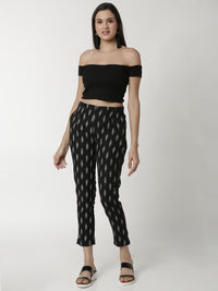 De Moza Ladies Jacquard Cigarette Pant Black - De Moza (4336732700735)
