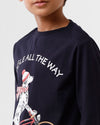 Kids - Boys Printed Full Sleeve T-Shirt Dark Navy Blue