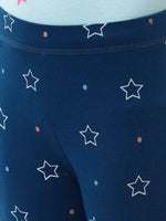 Kids – Girls Printed Ankle Leggings Navy