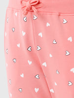 De Moza Girls Jogger Knit Bottom All Over Print Cotton Pink - De Moza