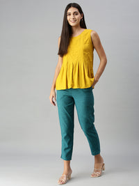 De Moza Ladies Straight Pant Bottle Green