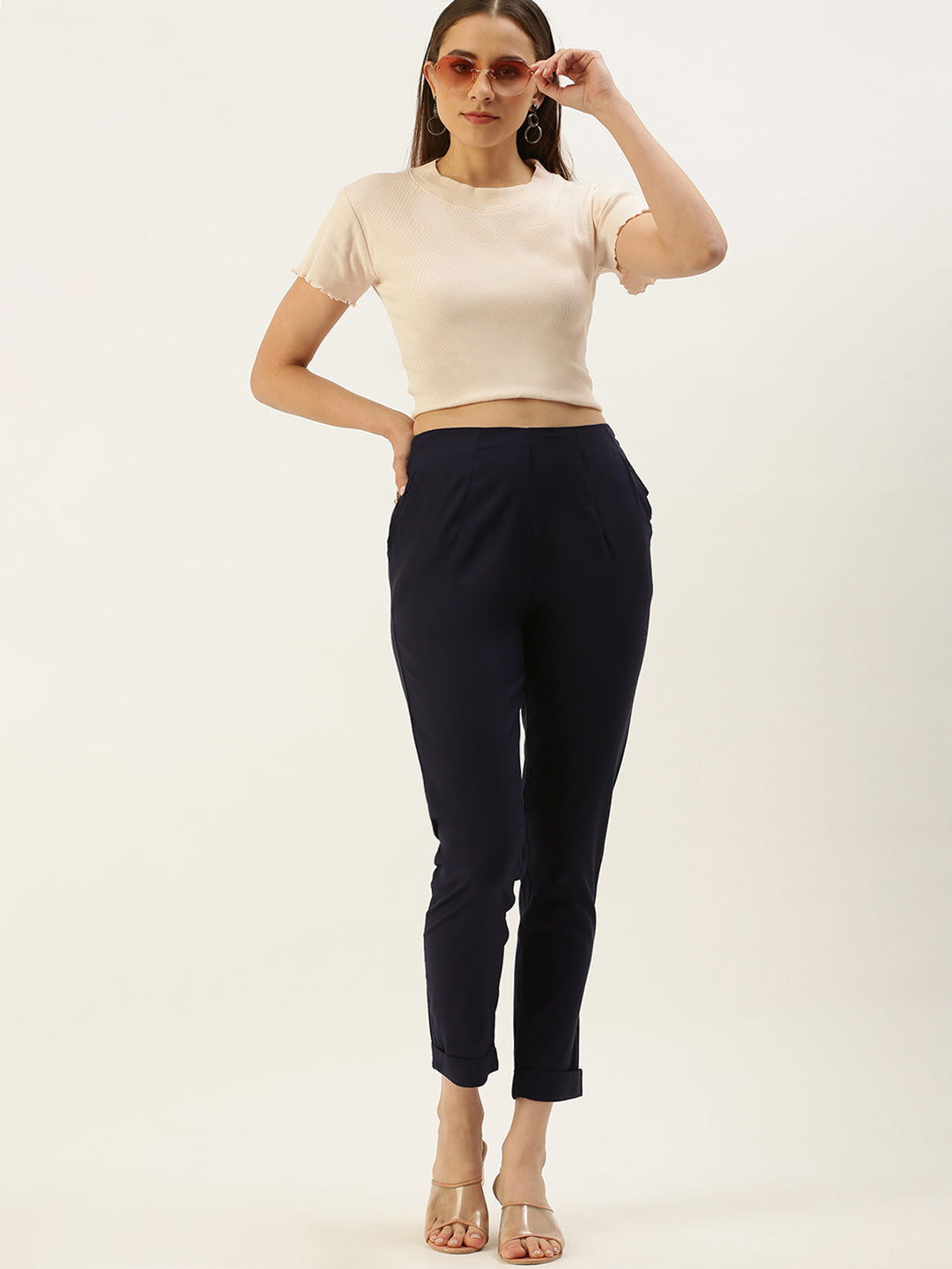 De Moza Women’s Cigarette Pant Dark Navy Blue
