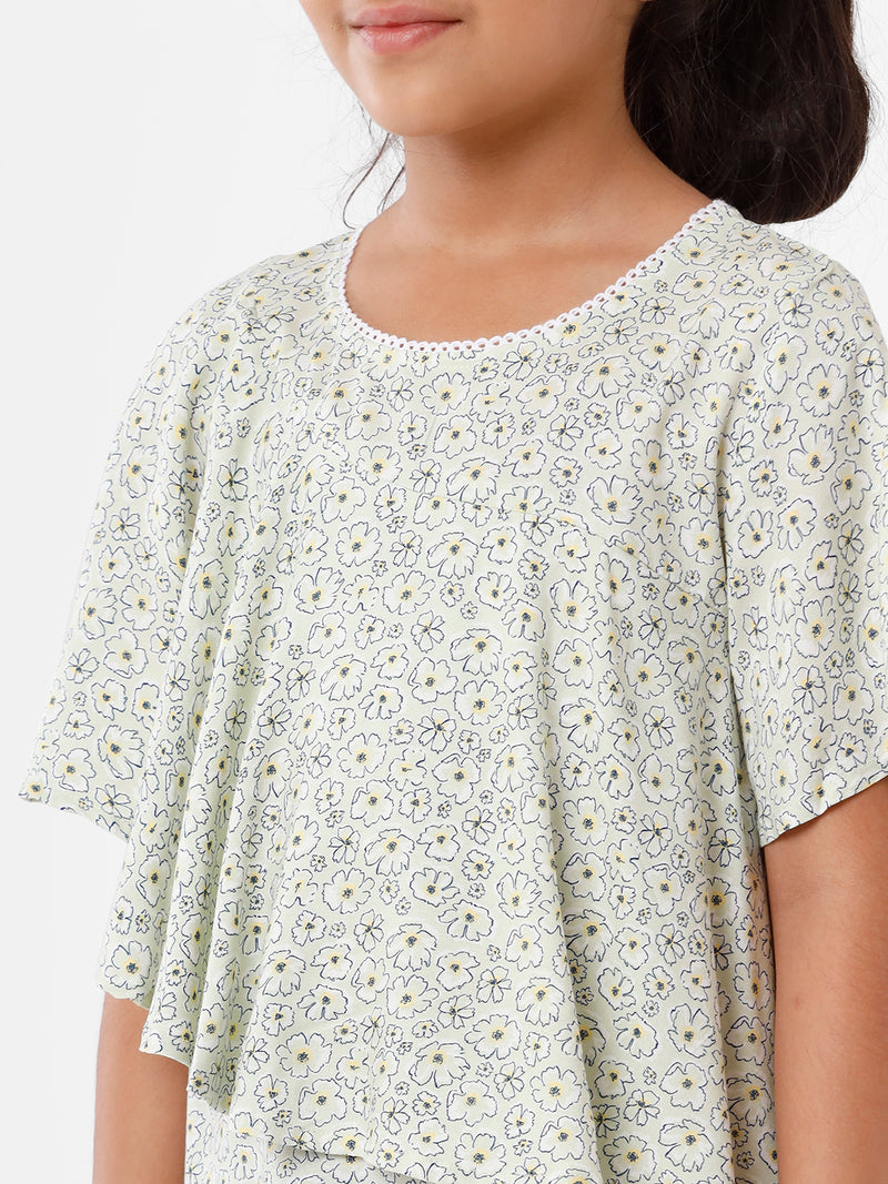 Kids - Girls Printed Top Light Green