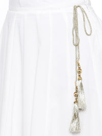 De Moza Ladies White Skirt with Gold Print - De Moza (1520563552319)