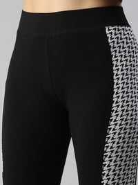 Ladies Printed Active Wear Leggings Black