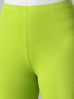 De Moza Ladies Churidar Leggings Solid Cotton Lime - De Moza