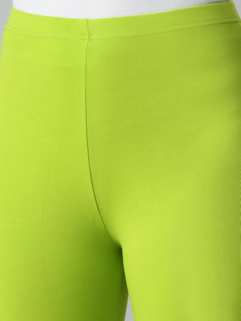De Moza Ladies Churidar Leggings Solid Cotton Lime - De Moza