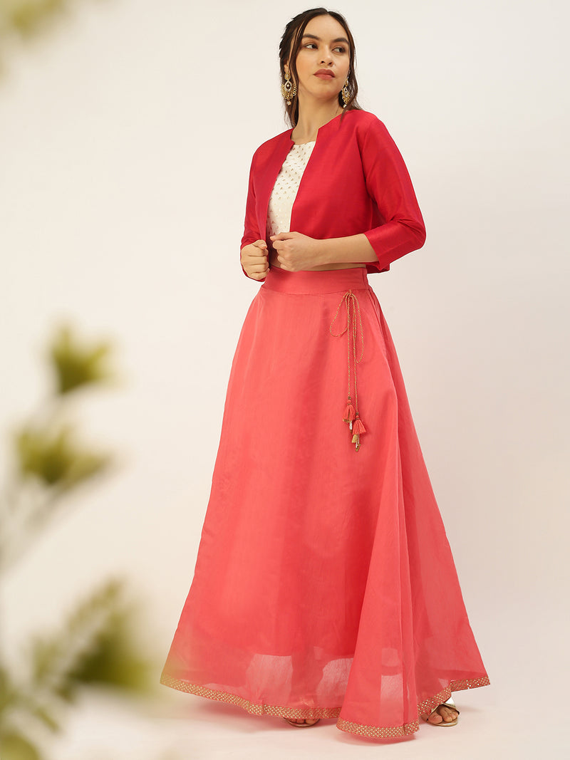 De Moza Womens Ethnic Jacket Red