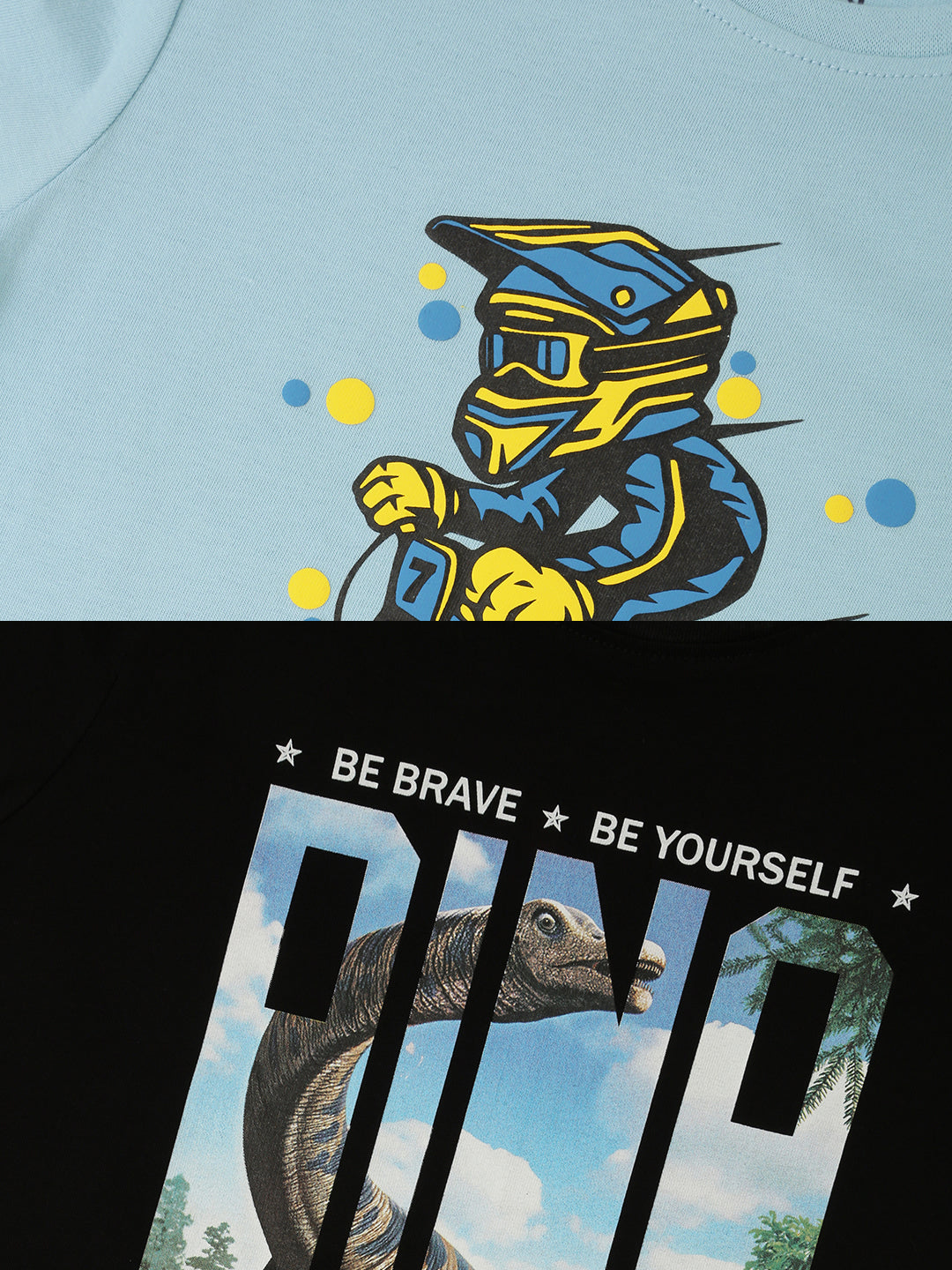 Pack of 2 Pipin Boys Printed T-shirts Black & Light Blue