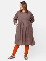De Moza Ladies Plus Ankle Length Leggings Solid  Cotton Rust - De Moza
