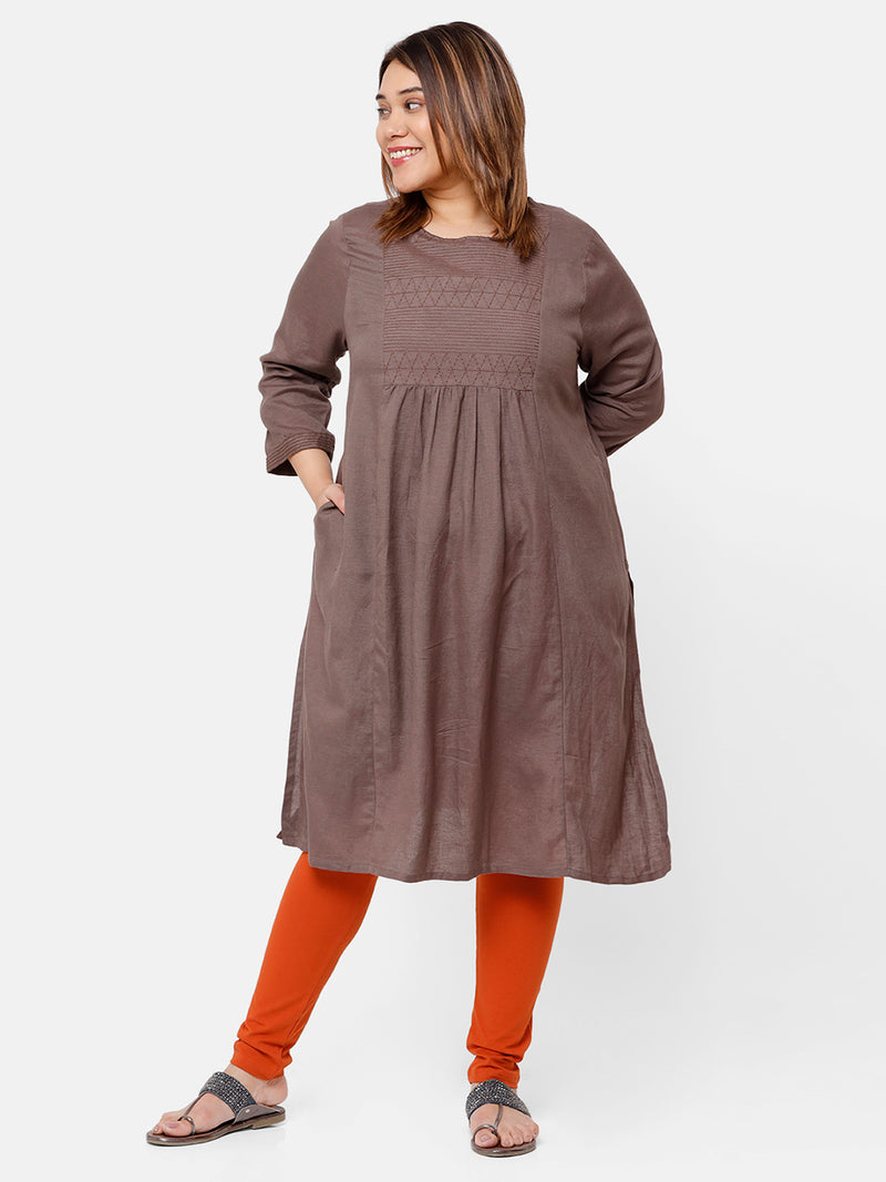 De Moza Ladies Plus Ankle Length Leggings Solid  Cotton Rust - De Moza
