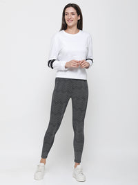 De Moza Ladies Ankle Length Leggings Solid Cotton Caviar - De Moza