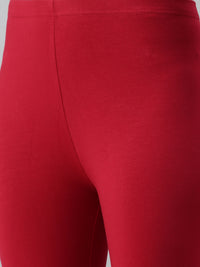 De Moza Ladies Churidar Leggings Solid Cotton Chilli Red - De Moza
