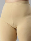 De Moza Women's Premium Ankle Length Leggings Solid Cotton Beige - De Moza (6679538827327)
