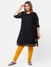 De Moza Ladies Plus Ankle Length Leggings Solid  Cotton Dark Mustard - De Moza