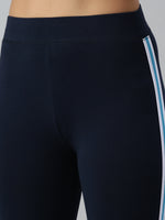 Ladies Printed Active Wear Leggings Dark Navy Blue