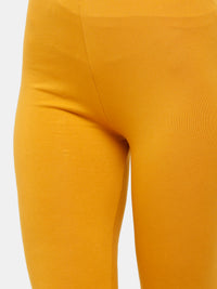 De Moza Ladies Ankle Length Leggings Solid Cotton Dark Mustard - De Moza